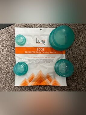 EUC! Lure Essentials Edge Advanced Body Cupping System Therapy Kit 4 Blue